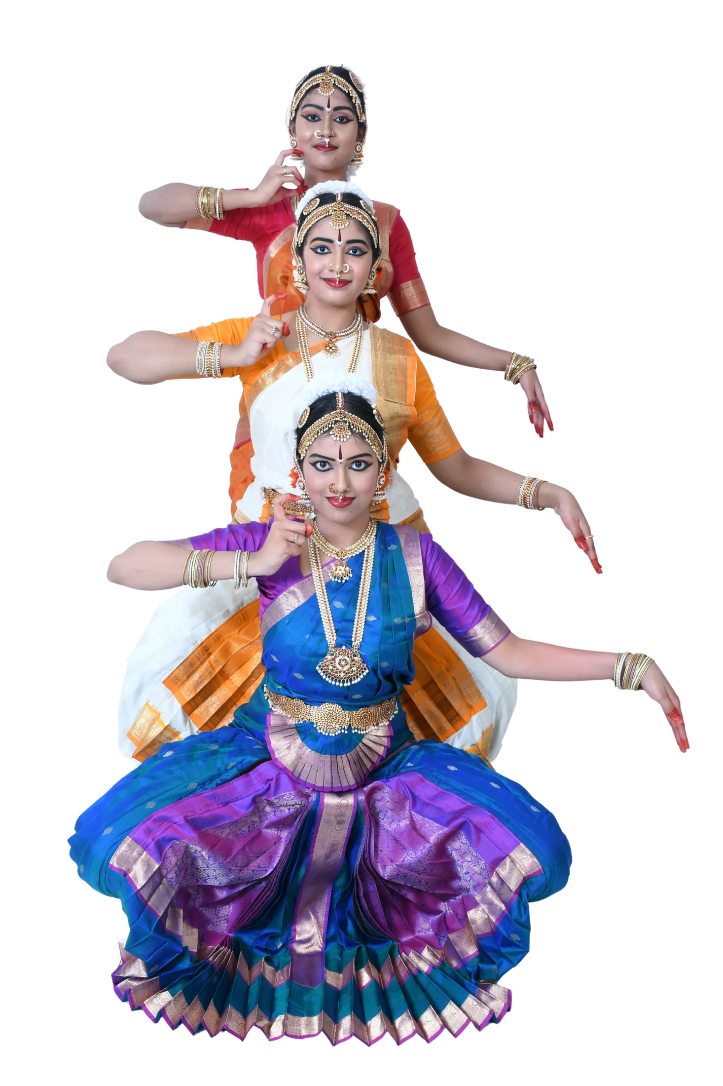 The three dancers performing together on stage